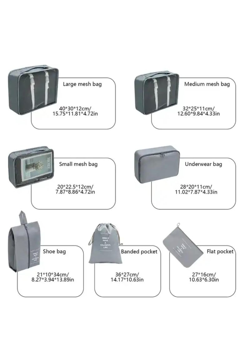DUNISO 7-piece large-sized waterproof packaging cube multifunctional travel management bag, suitable for gray suitcases made of high-quality materials. Travel organizer travel bag packaging box travel bag lu  - Image 3