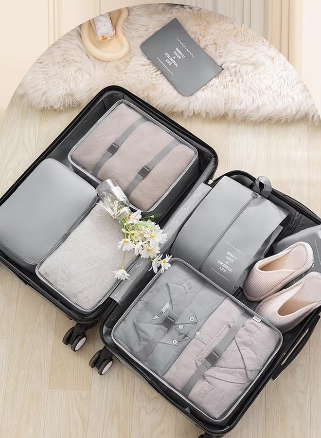 DUNISO 7-piece large-sized waterproof packaging cube multifunctional travel management bag, suitable for gray suitcases made of high-quality materials. Travel organizer travel bag packaging box travel bag lu - Image 5