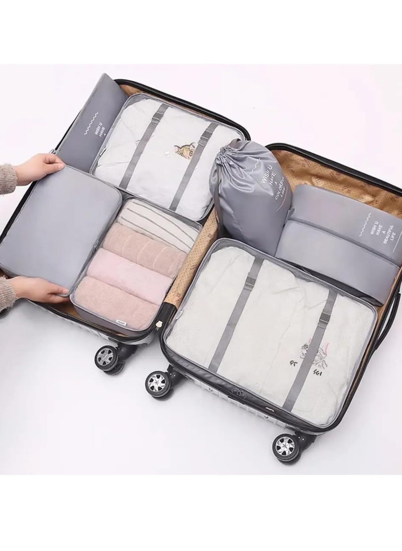DUNISO 7-piece large-sized waterproof packaging cube multifunctional travel management bag, suitable for gray suitcases made of high-quality materials. Travel organizer travel bag packaging box travel bag lu  - Image 5