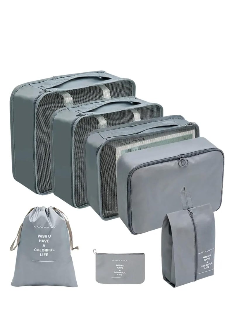 DUNISO 7-piece large-sized waterproof packaging cube multifunctional travel management bag, suitable for gray suitcases made of high-quality materials. Travel organizer travel bag packaging box travel bag lu  - Image 3