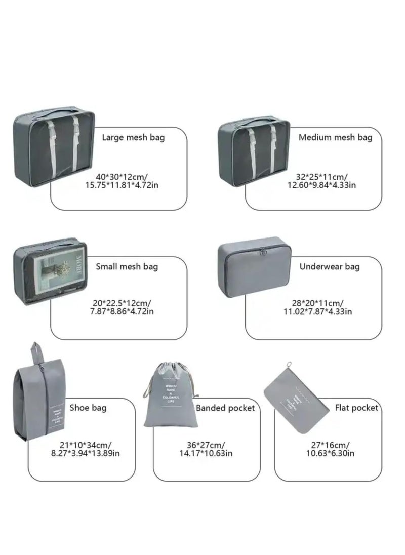 DUNISO 7-piece large-sized waterproof packaging cube multifunctional travel management bag, suitable for gray suitcases made of high-quality materials. Travel organizer travel bag packaging box travel bag lu  - Image 4