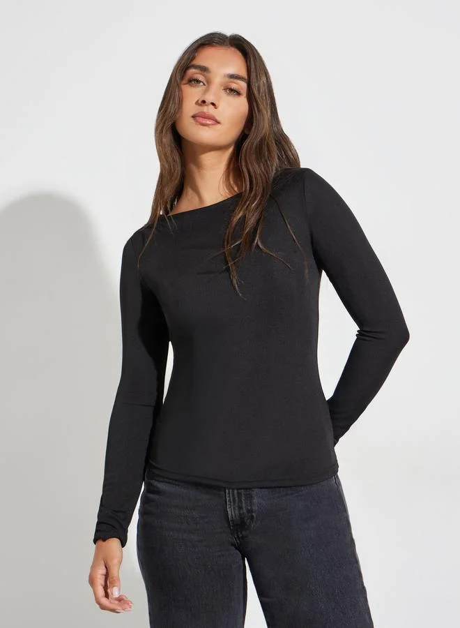 Styli  Pack of 2 - Solid Boat Neck Knit Top for Women | Best Price UAE