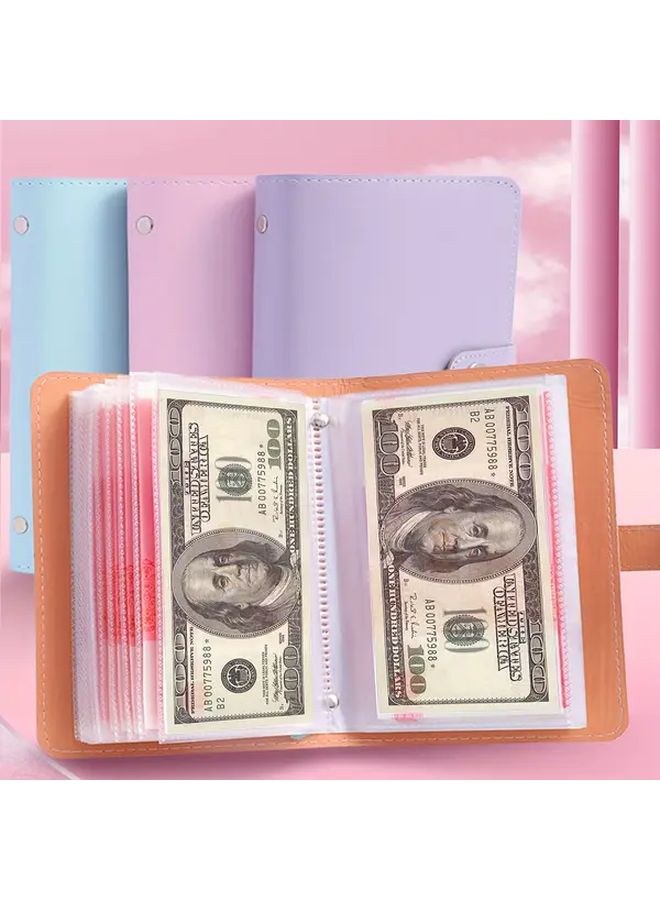 Ocean Green PU Leather Banknote Storage Book Holds 100 Notes With Photos Stamps And Card Pockets - Image 1