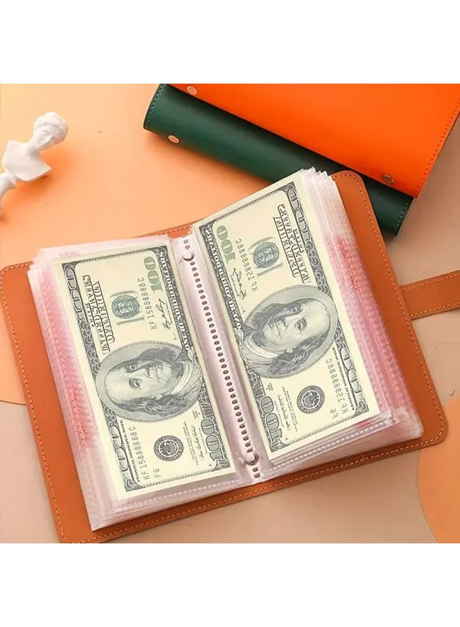 Ocean Green PU Leather Banknote Storage Book Holds 100 Notes With Photos Stamps And Card Pockets - Image 2