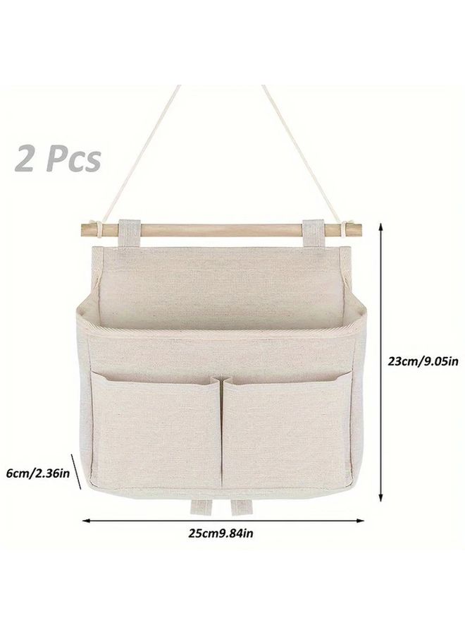 أكياس تخزين معلقة على الحائط من الكتان البيج، منظف الأبواب للمنزل والمكتب والردهة والحمام - Image 4