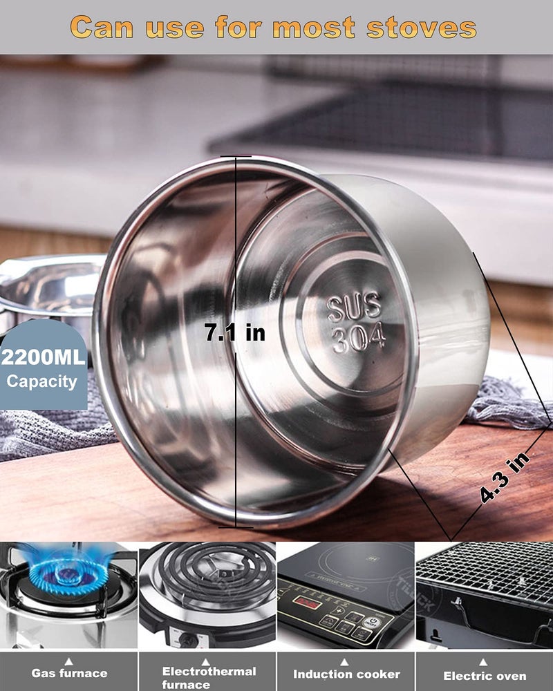 SONGZIMING وعاء مزدوج بسعة 1000 مل مع وعاء من الفولاذ المقاوم للصدأ بسعة 2200 مل وملعقة سيليكون، مجموعة وعاء مزدوج لصهر الشوكولاتة والحلويات والصابون والشمع وصنع الشموع - Image 3