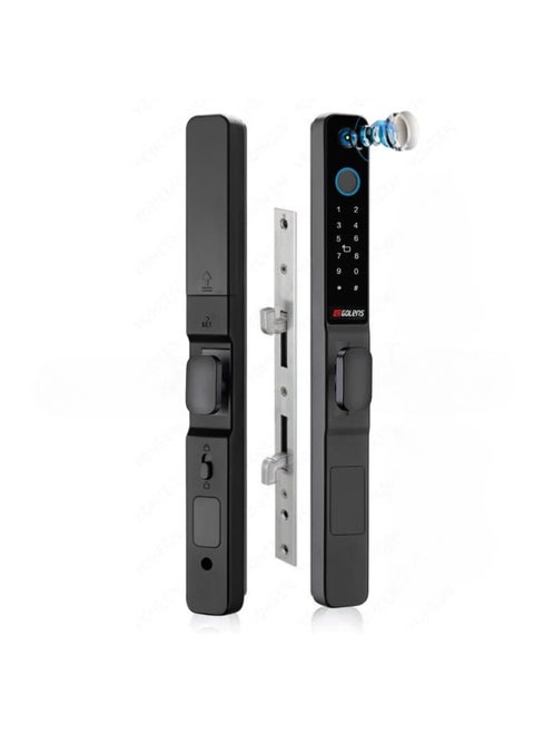 Golens X54 Luxury Smart Door Lock Digital Door Lock Long Handle Waterproof 5Way Unlock Camera Mobile App Fingerprint PIN OTP RFID Card and Manual Key Access Black