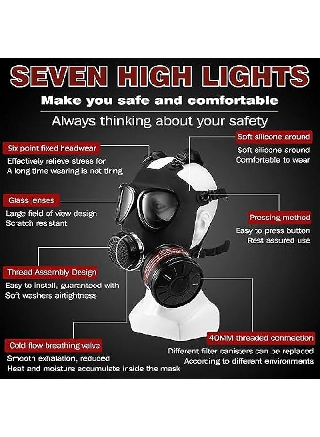 Arabest Gas Masks Survival Nuclear and Chemical - Reusable Full Face Respirator Gas Mask with Activated Carbon Filter  - Image 2