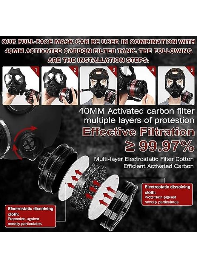 Arabest Gas Masks Survival Nuclear and Chemical - Reusable Full Face Respirator Gas Mask with Activated Carbon Filter  - Image 3