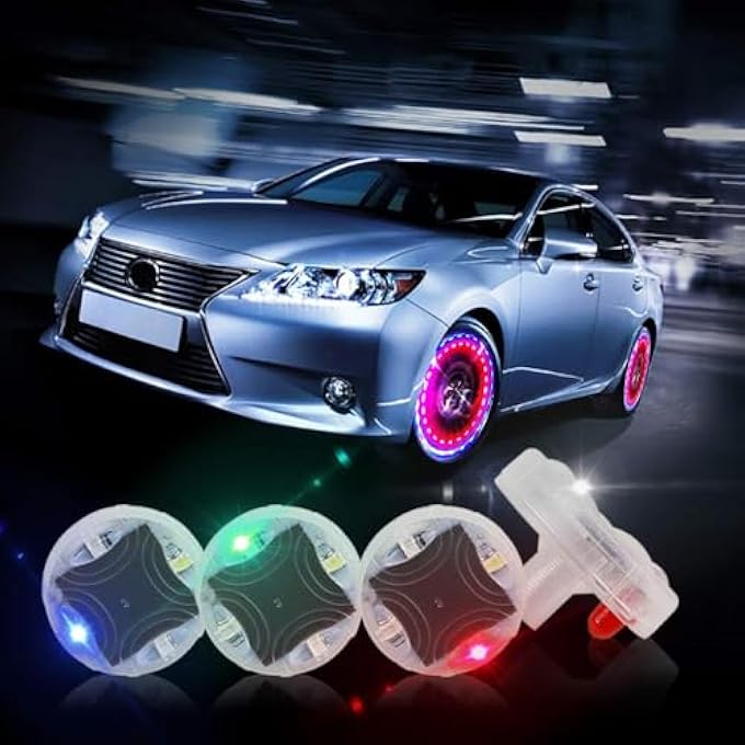 Tazweeq Tire Wheel Lights 4Pcs Air Valve Colorful Flashing Led Light Solar Tyre Light For Car Bicycle Motorcycle Accessories - Image 1