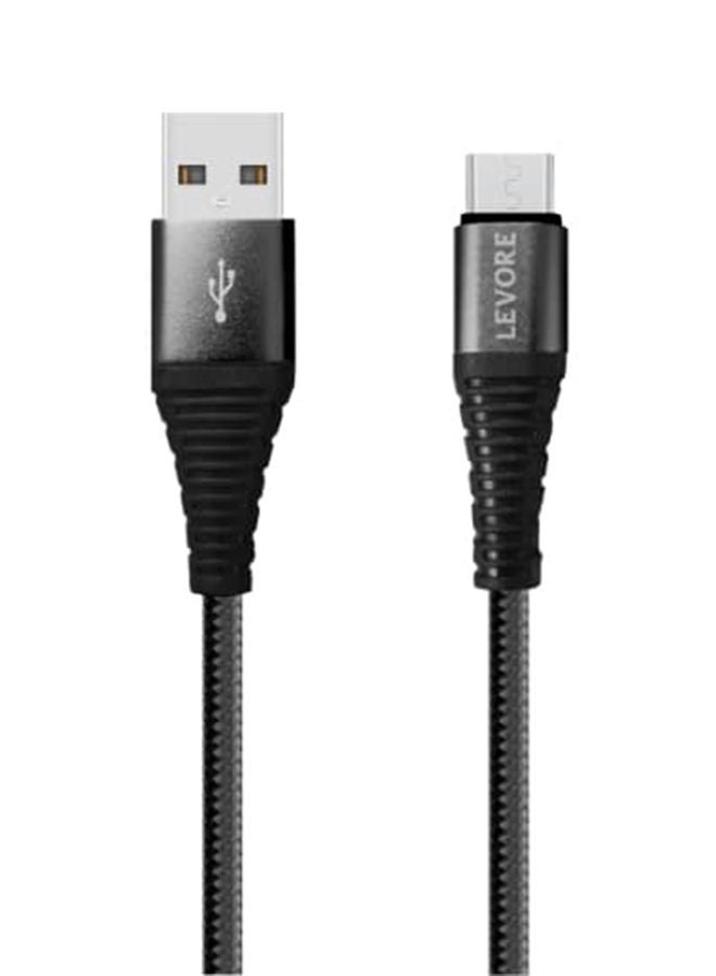 LEVORE Cable Micro USB 1.8m Nylon Braided - Black
