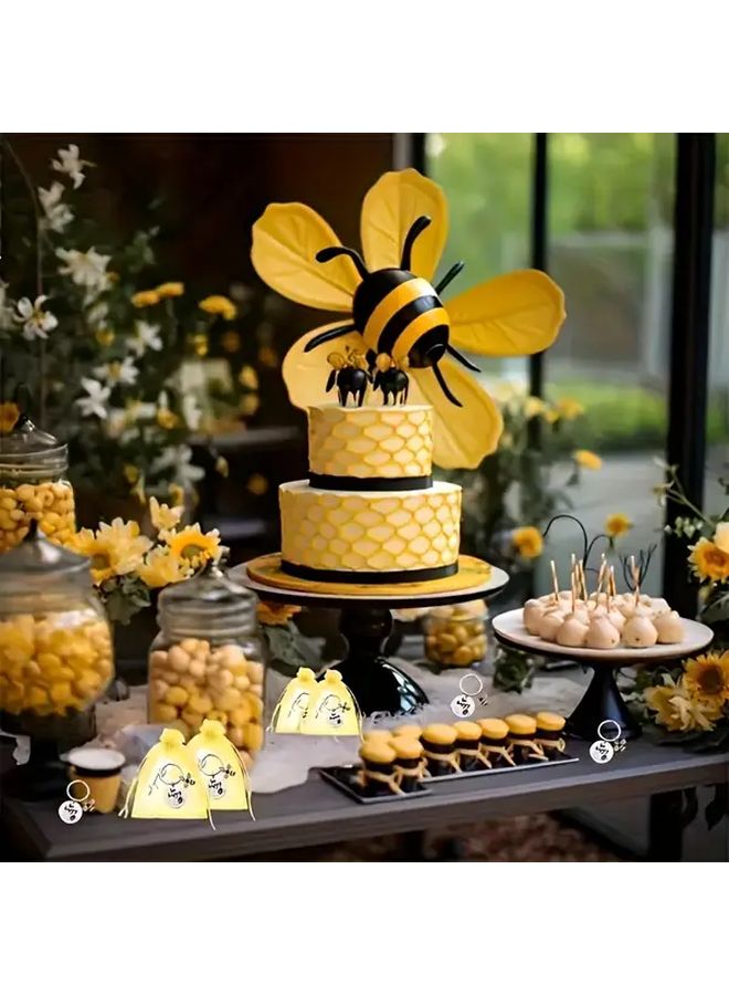 36 Pack Bee Happy Charmed Keychains Stainless Steel Anime Themed Silvery Color - Image 3