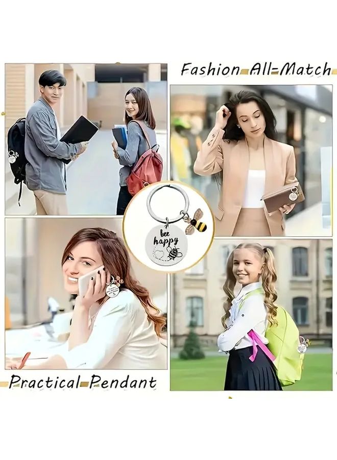 36 Pack Bee Happy Charmed Keychains Stainless Steel Anime Themed Silvery Color - Image 5