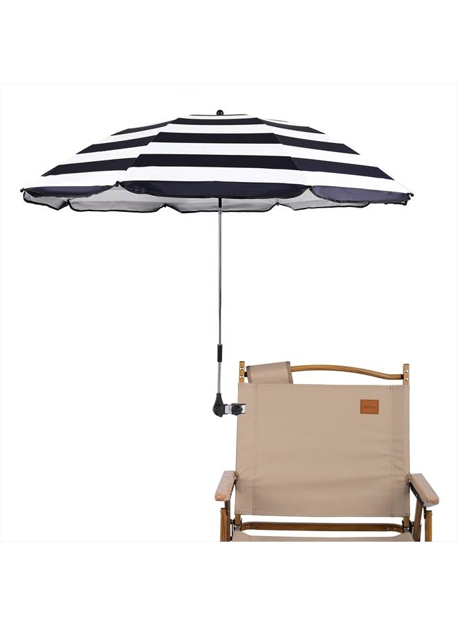 GRANDMEI Chair Umbrella with Clamp,46 inches UPF 50+ Clip on Parasol for Patio,Beach Chairs,Wheelchairs,Golf Carts (Stripe) - Image 1