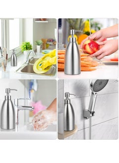 SYOSI Stainless Steel Countertop Soap Dispenser 500ml, Rust-Proof Liquid Pump Bottle for Kitchen, Bathroom and Hand Dish Lotion[Upgraded Version]  - Image 4