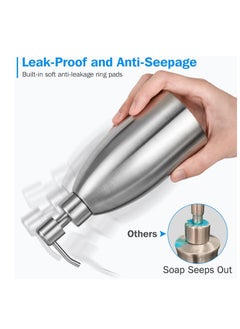 SYOSI Stainless Steel Countertop Soap Dispenser 500ml, Rust-Proof Liquid Pump Bottle for Kitchen, Bathroom and Hand Dish Lotion[Upgraded Version]  - Image 2
