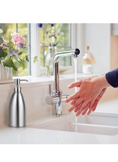 SYOSI Stainless Steel Countertop Soap Dispenser 500ml, Rust-Proof Liquid Pump Bottle for Kitchen, Bathroom and Hand Dish Lotion[Upgraded Version]  - Image 5