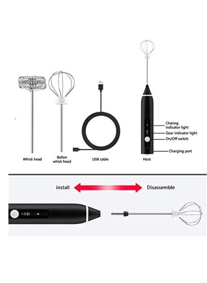 XiuWoo - Rechargeable Milk Frother 3 Speeds Handheld Foam Maker With Stainless Whisk For Coffee, Latte, Cappuccino, Chocolate, Milk Tea, Coconut Milk, Durable Frother Drink Mixer - Image 1