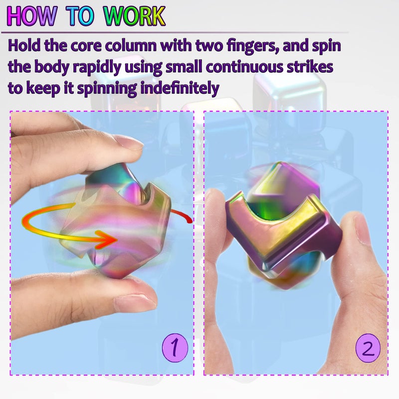Dr.Kbder Fidget Spinner Toys Cube Adults, Easter Basket Stuffers for Teens Metal EDC Cool Desk Gadgets Office Toys Small Anxiety Figette Sensory Toy, ADHD Tool Fingears Figet Stress Valentine Gift for Boys - Image 5