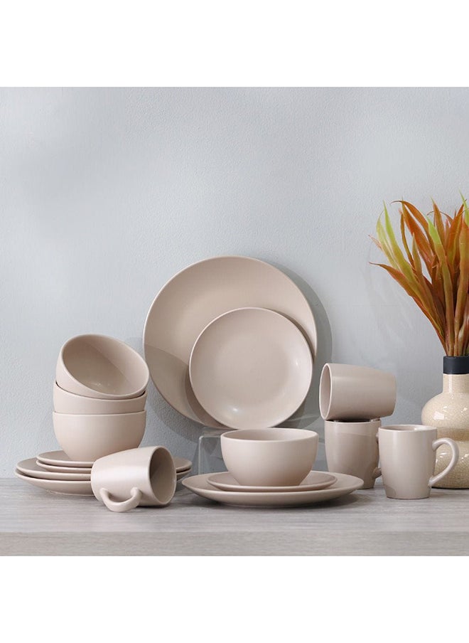 DANUBE HOME Apollo 16 Piece Color Glazed Dinner Set Serve 4 Stoneware Colorful Dinnerware Set Stylish Table Setting For Home Kitchen & Dining Room L33xW21.5xH28.5cm Brown  - Image 1