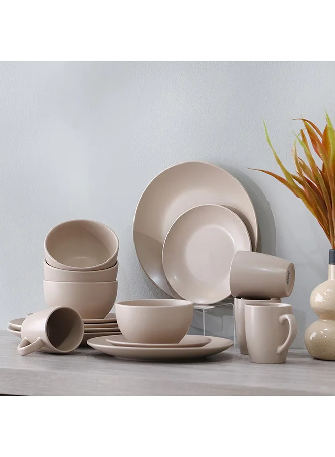 DANUBE HOME Apollo 16 Piece Color Glazed Dinner Set Serve 4 Stoneware Colorful Dinnerware Set Stylish Table Setting For Home Kitchen & Dining Room L33xW21.5xH28.5cm Brown