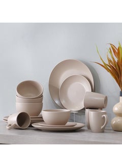 DANUBE HOME Apollo 16 Piece Color Glazed Dinner Set Serve 4 Stoneware Colorful Dinnerware Set Stylish Table Setting For Home Kitchen & Dining Room L33xW21.5xH28.5cm Brown  - Image 2
