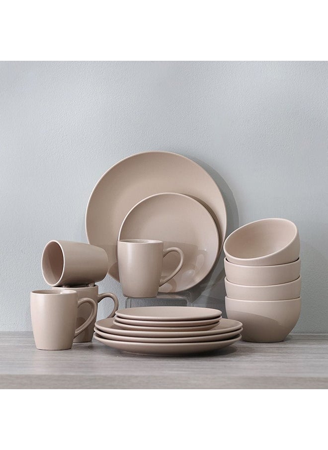 DANUBE HOME Apollo 16 Piece Color Glazed Dinner Set Serve 4 Stoneware Colorful Dinnerware Set Stylish Table Setting For Home Kitchen & Dining Room L33xW21.5xH28.5cm Brown  - Image 3