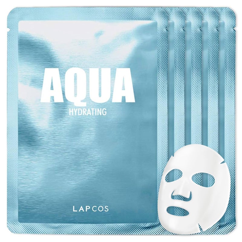 LAPCOS Aqua Sheet Mask, Hydrating Daily Face Mask with Seawater and Plankton Extract to Nourish Skin, Korean Beauty Favorite, 5-Pack - Image 1