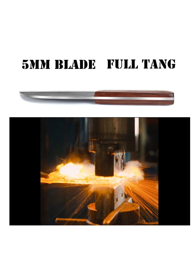 Astylway 6.7 Inch Full Tang Serbian Chef Knife Forging Kitchen Knife Wood Handle Set with Leather Sheath Butcher Knife Outdoor for Family BBQ Camping - Image 5