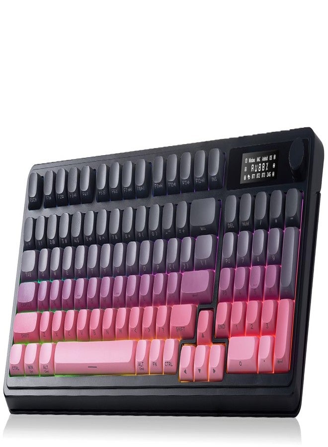AULA S99 Pro Keyboard, Wireless Keyboards with Media Knob Custom RGB Backlit, 3-Modes BT/2.4G/USB-C Membrane Gaming Creamy Keyboard for Windows/MAC/PC Gamer - Black Pink - Image 1