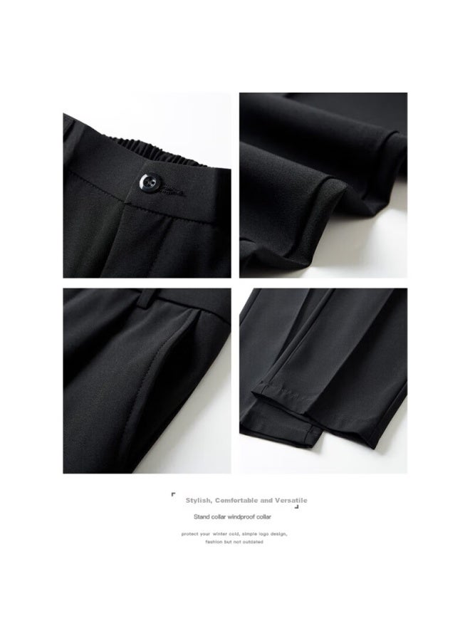 Maybeyond Casual Pants For Men, Summer Loose Straight-leg Trousers, Draping Trendy Suit Pants, Ma52 Dark Gray M - Image 2
