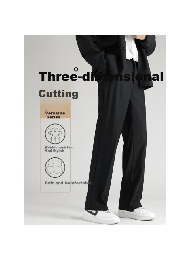 Maybeyond Casual Pants For Men, Summer Loose Straight-leg Trousers, Draping Trendy Suit Pants, Ma52 Dark Gray M - Image 1