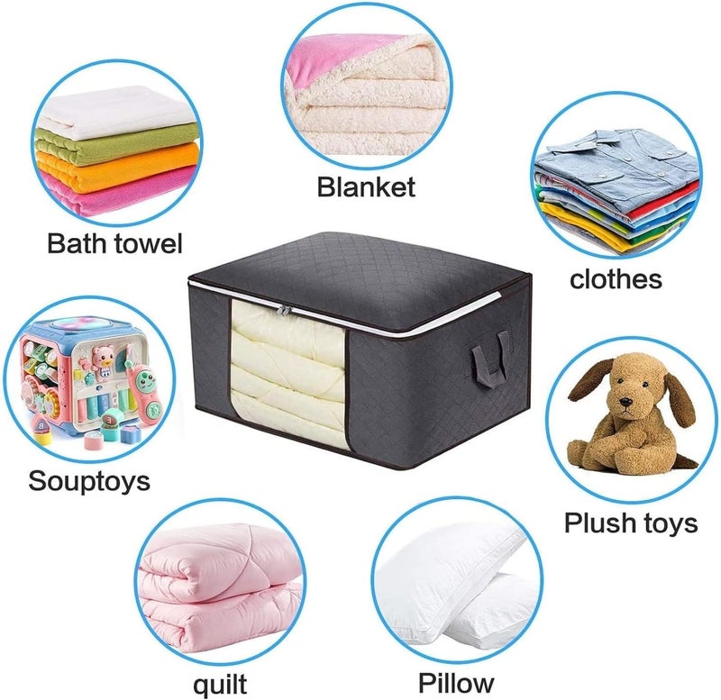 05L Clothes Storage Bag Organizer,Closet Organizer,Underbed Storage Containers with Reinforced Handle Thick Fabric for Comforters,Blankets,Foldable with Sturdy Zipper 70 * 50 * 30cm-Multi color - Image 3