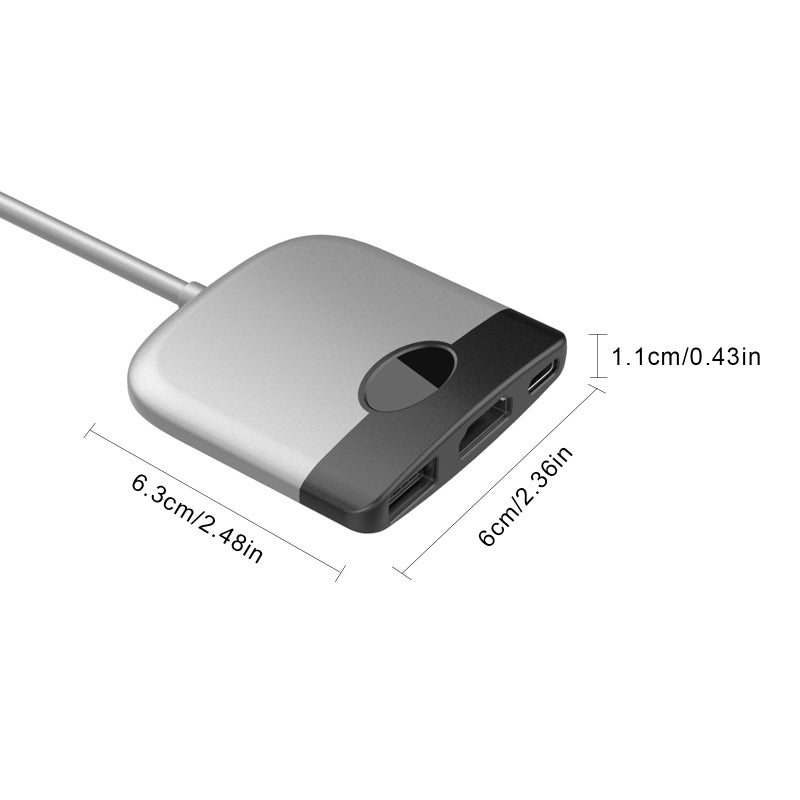 محطة توسيع متعددة الوظائف (HUB) من نوع Type-C إلى HD 3 في 1 مع منفذ USB 3.0 ومنفذ شحن USB-C للهواتف والأجهزة المحمولة (PC) - Image 2