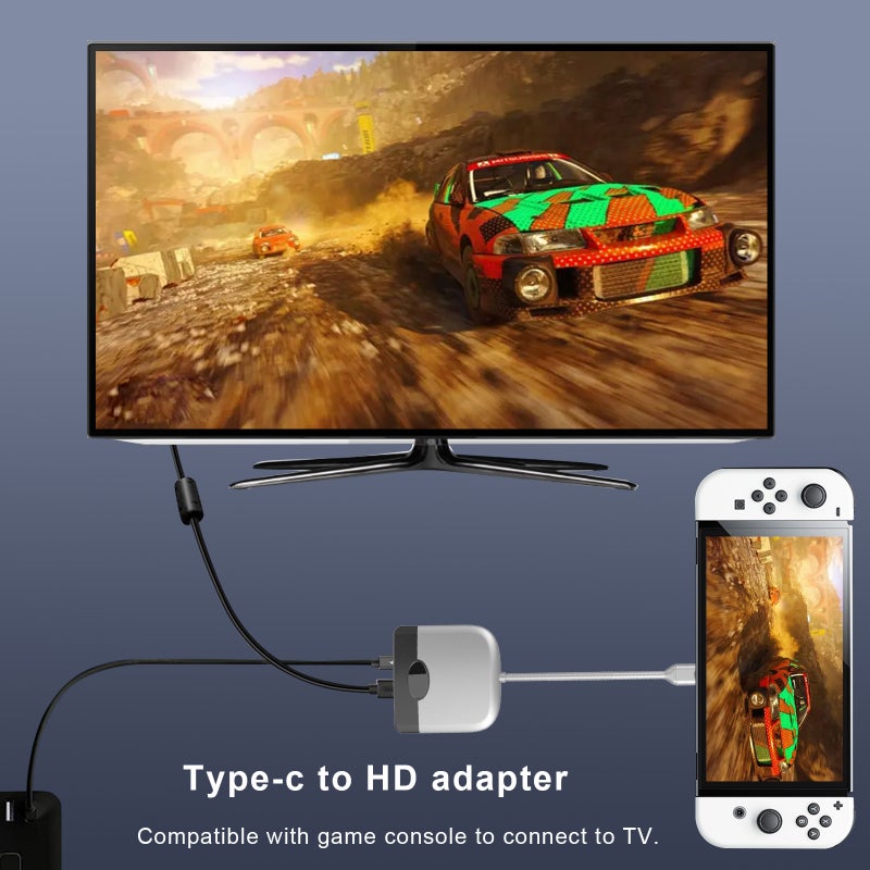 محطة توسيع متعددة الوظائف (HUB) من نوع Type-C إلى HD 3 في 1 مع منفذ USB 3.0 ومنفذ شحن USB-C للهواتف والأجهزة المحمولة (PC) - Image 3