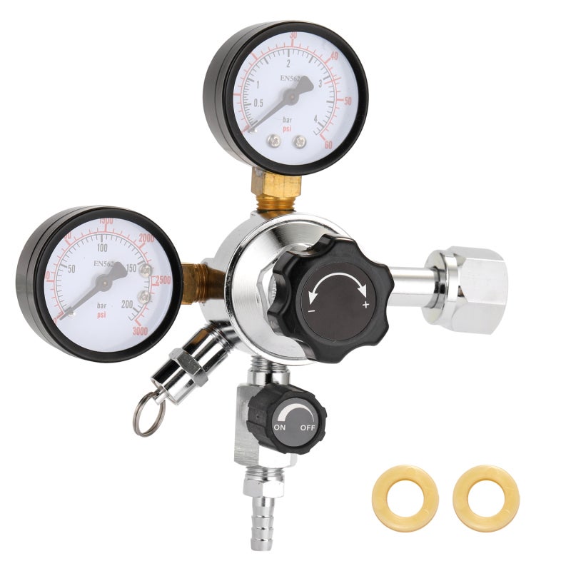 Beer Keg CO2 Regulator: Double Gauge, Easy-To-Read Design - Adjustable Pressure Relief Valve for Bars, Tasting Rooms, Restaurants - Image 2