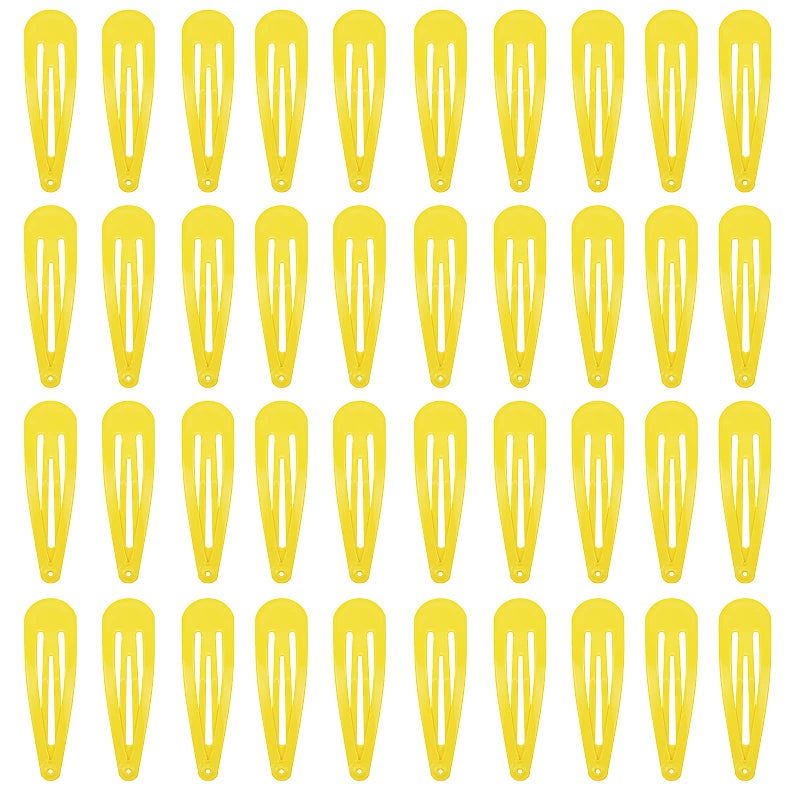 40 Counts Yellow Color Metal Snap Hair Clips 2 Inch Barrettes for Women Accessories