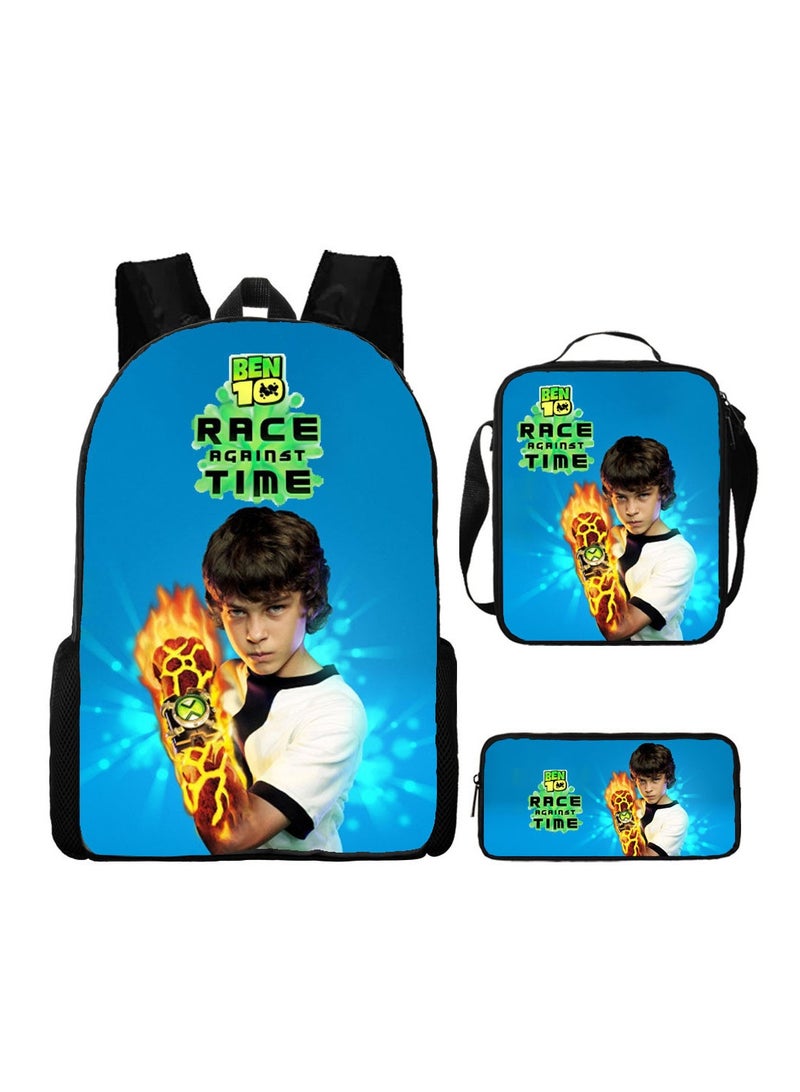 SKT Shiketro Ben 10 Backpack Student Schoolbag Anime Cartoon Backpack Backpack 29*16*42CM + Shoulder Bag 19*6*23CM + Pen Bag 24*7*11CM Three-piece Set - Image 1