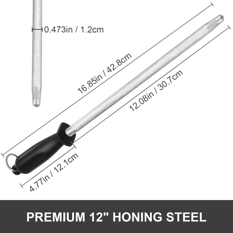 AcoWELL Honing Steel Knife Sharpening Rod 12 inches, Premium Carbon Steel Knife Sharpener Stick, Easy to Use Honer for Knives and Rod Sharpeners - Daily Maintenance - Image 3