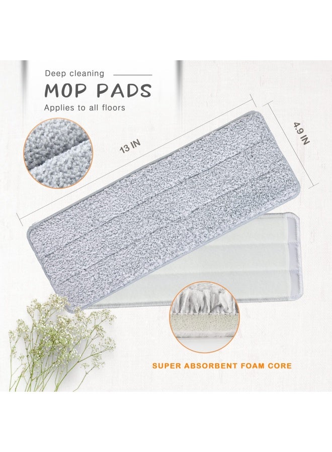 Oshang Flat Mop Head Refill 13 X 49 Flat Mop Pads Microfiber Mop Pads Flat Mop Replacement Heads White and Grey - Image 4
