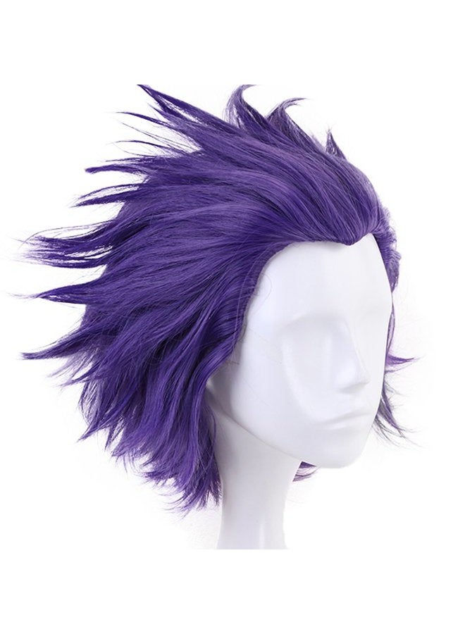 ANOGOL Hair Cap+Short Wavy Purple Cosplay Wig Synthetic Hair Costume Anime Wigs Fancy Dress Costume Wig for Halloween Party - Image 2