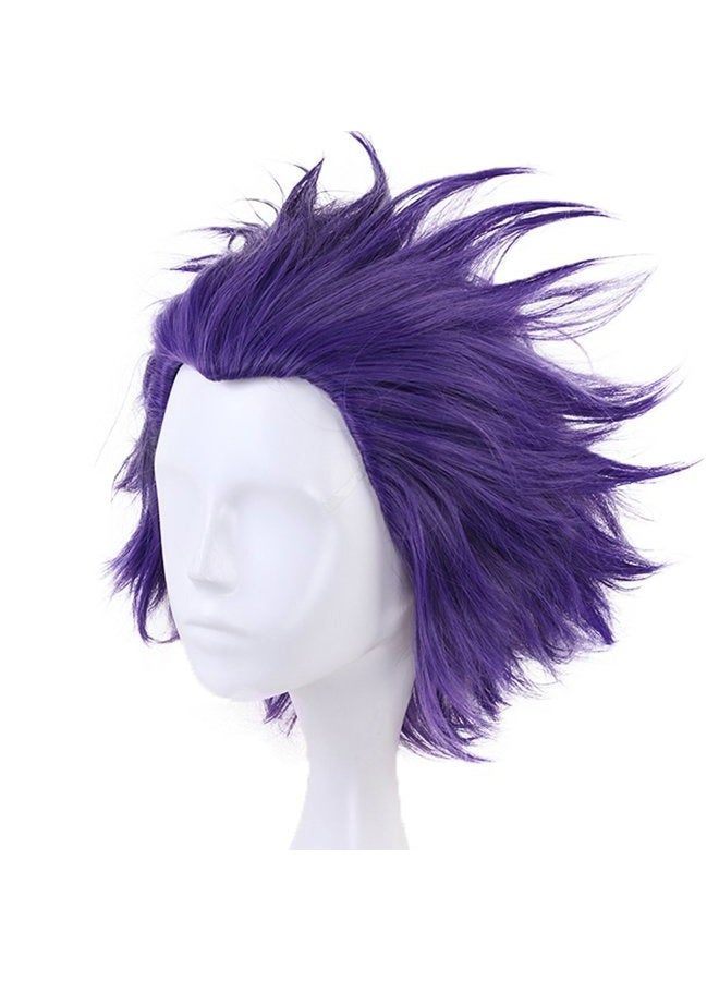ANOGOL Hair Cap+Short Wavy Purple Cosplay Wig Synthetic Hair Costume Anime Wigs Fancy Dress Costume Wig for Halloween Party - Image 3