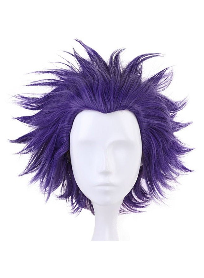 ANOGOL Hair Cap+Short Wavy Purple Cosplay Wig Synthetic Hair Costume Anime Wigs Fancy Dress Costume Wig for Halloween Party - Image 1