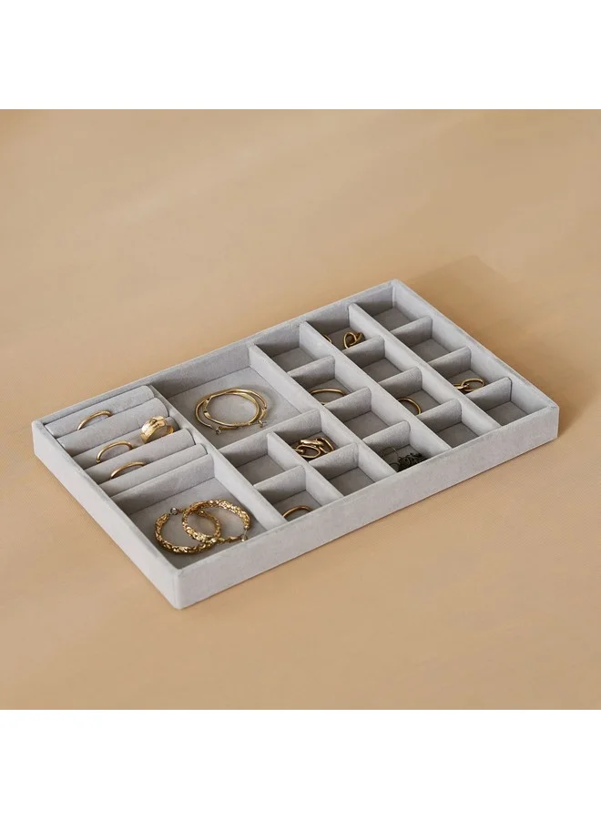Home Box Velour 19-Compartment Jewellery Tray 29.1 x 2.5 x 18 cm