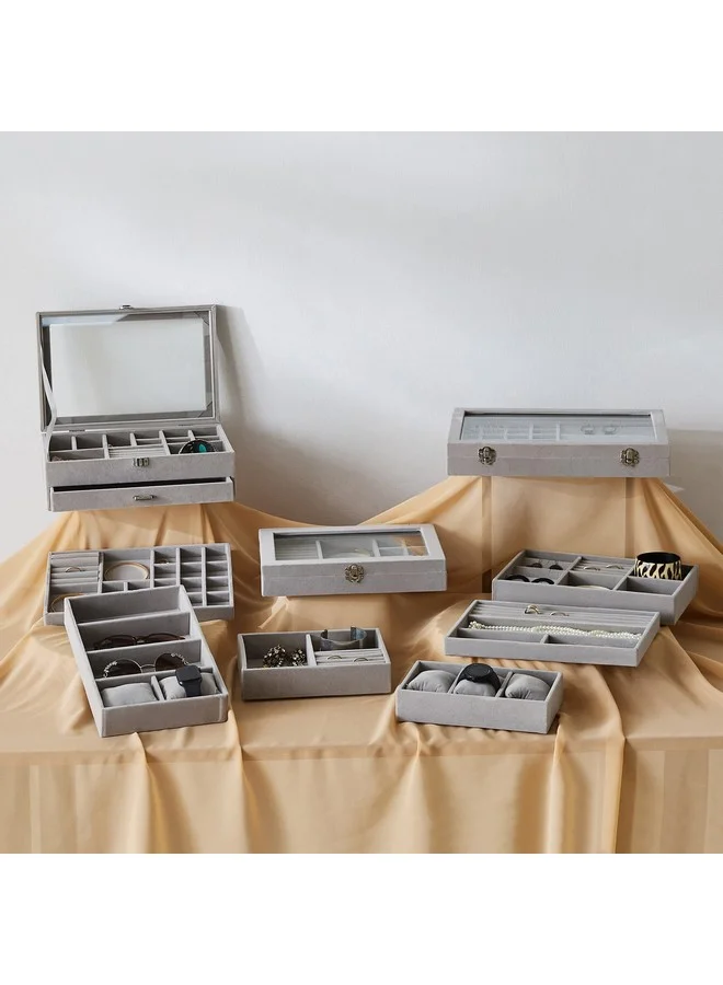 Home Box Velour 19-Compartment Jewellery Tray 29.1 x 2.5 x 18 cm