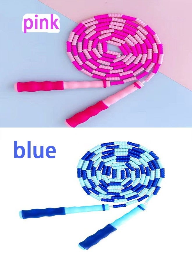 Generic 2 Pieces Jump Rope, Adjustable Length Tangle-Free Segmented Soft Beaded Skipping Rope, Fitness Jump Rope Pink and Blue  - Image 1