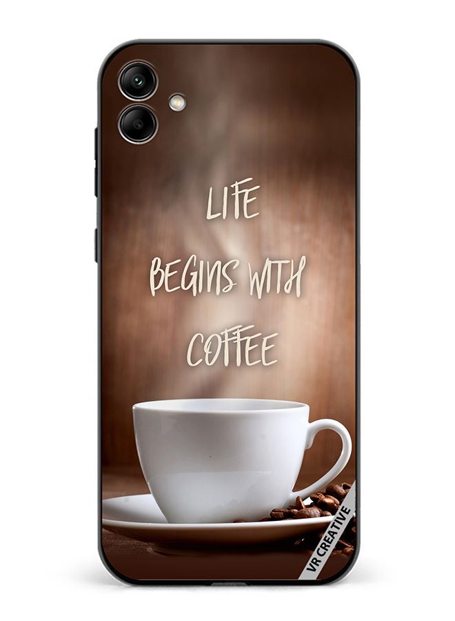 VR CREATIVE Protective Case Cover For Samsung Galaxy A04 Life Begins with Coffee Design Multicolour - Image 1