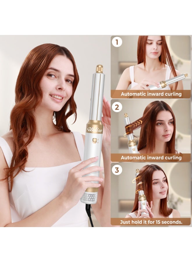 UKLISS 1000 Watt Hair Dryer Brush Ceramic Dryer And Styler 6 In 1 Professional white Hair Dryer & Styler with Hot Air Brush, Curling Wand, Diffuser Nozzles & Straightener Comb for Salon-Quality Styling at Home - Image 5