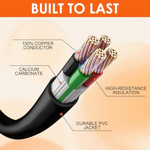 Ficstar 50 Amp RV Extension Cord 10 ft, Heavy Duty 6/3+8/1 SJTW AWG RV Power Cord with Grip Handle Twist Lock, NEMA 14-50P to SS2-50R with Polarity Lamp, Black - Image 5