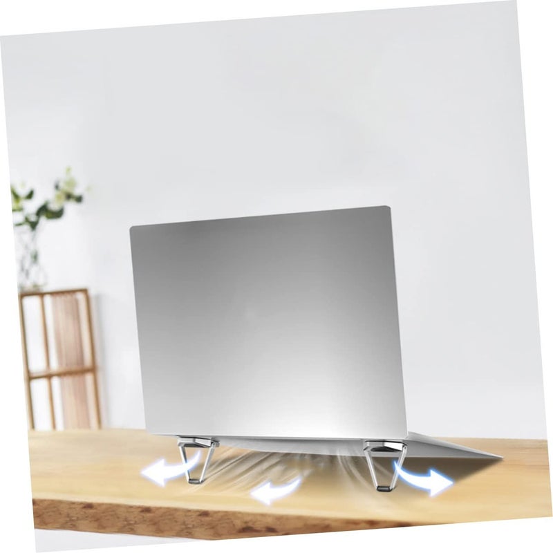 2 Pcs Zinc Alloy Laptop Stand Portable Cooling Holder With Slip Pads Lightweight Metal Riser Notebook Silver Black - Image 5